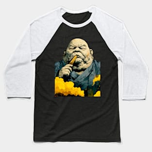 Puff Sumo: Smoking a Fat Robusto Cigar on a dark (Knocked Out) background Baseball T-Shirt